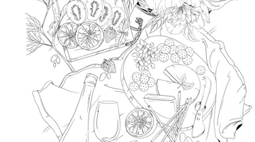 Spring Picnic Theme Colouring In Page by Rachel Murray Design 
