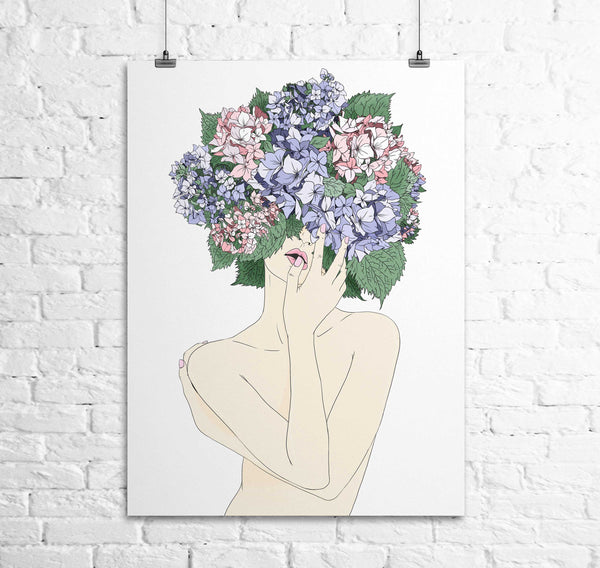 HYDRANGEA DREAM - PINK LILAC  - A2 PAPER POSTER PRINT