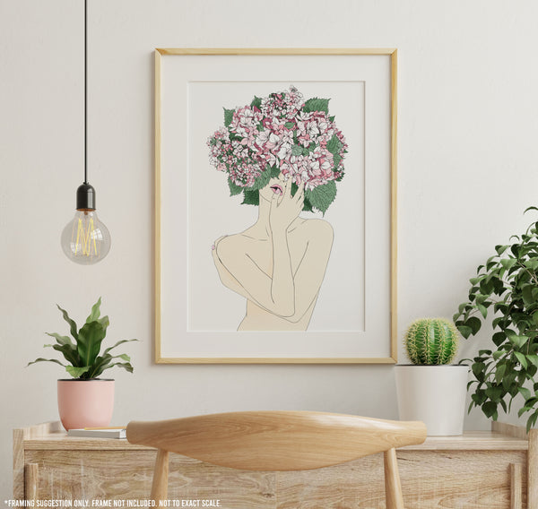 HYDRANGEA DREAM - PINK - A3 PAPER POSTER PRINT